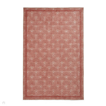 Washable Catherine Lansfield Deco Peacock Lightweight Printed Polyester Flatweave Terracotta Rug-Think Rugs-Rug Love - The Most Loved Rug Store